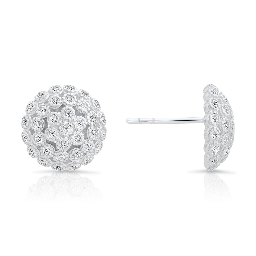 Sterling Silver & Cubic Zirconia Round Stud Earring NYFLE1841