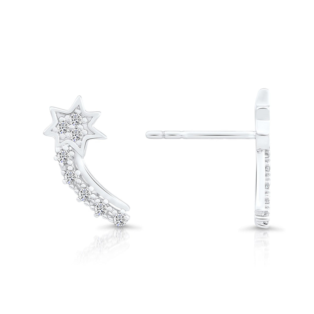 Sterling Silver & Cubic Zirconia Shooting Star Stud Earring NYFLE1891