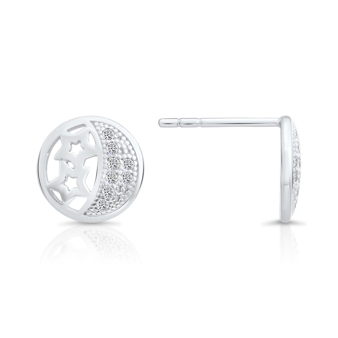 Sterling Silver & Cubic Zirconia Halo Star Stud Earring NYFLE1901