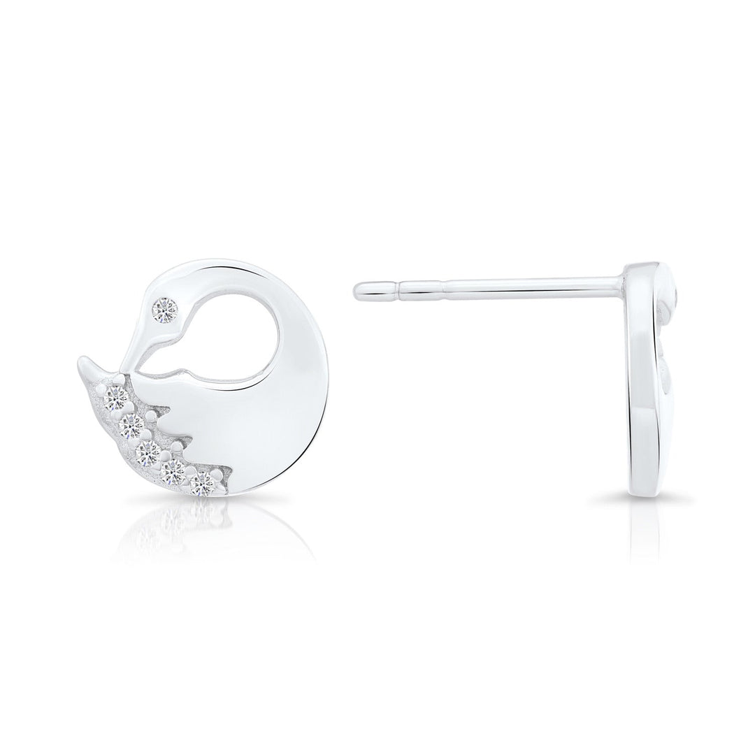 Sterling Silver & Cubic Zirconia Swan Stud Earring NYFLE1905