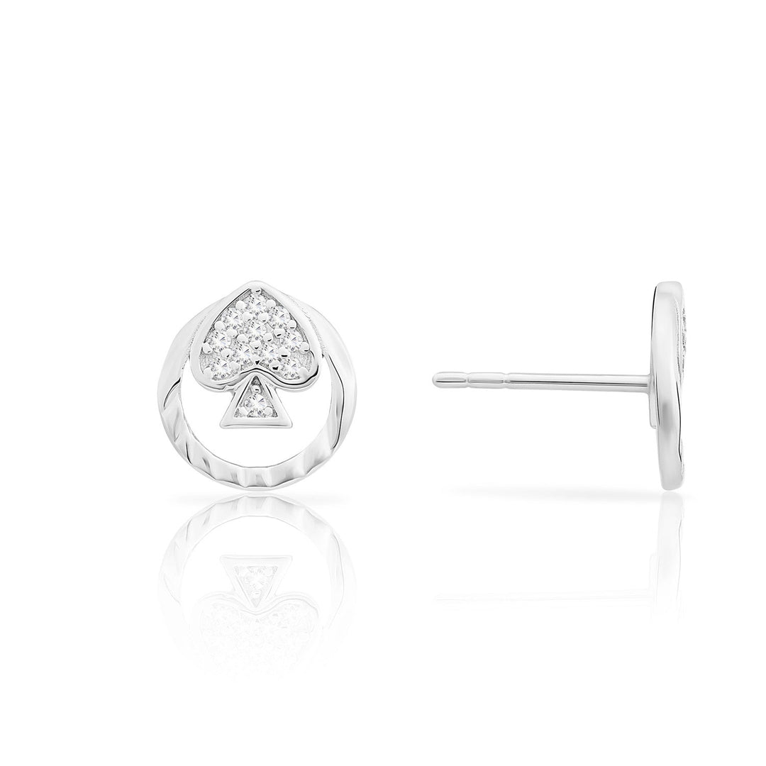 Sterling Silver & Cubic Zirconia Halo n Spade Stud Earring NYFLE1909