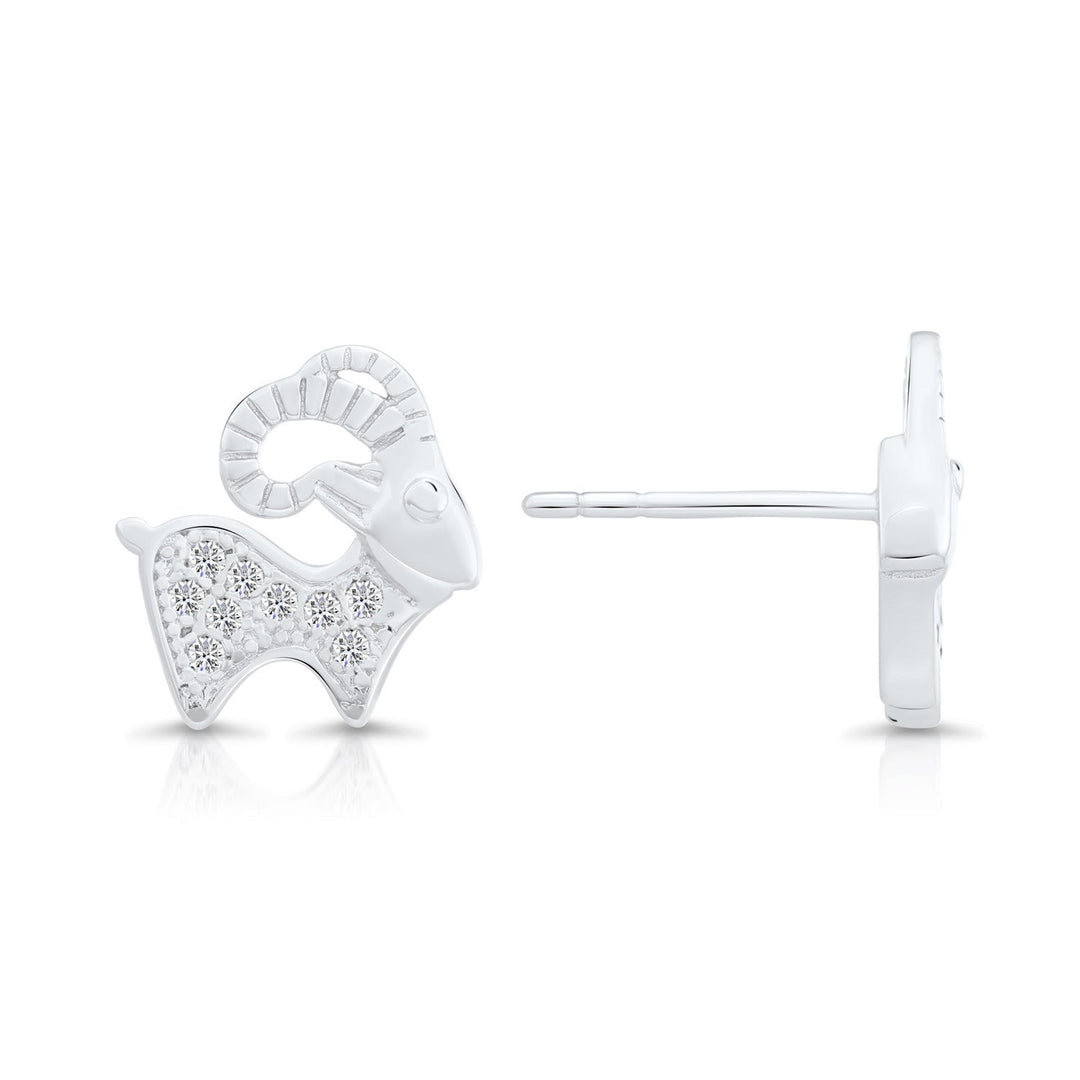 Sterling Silver Cubic Zirconia Ram Stud Earring NYFLE1958