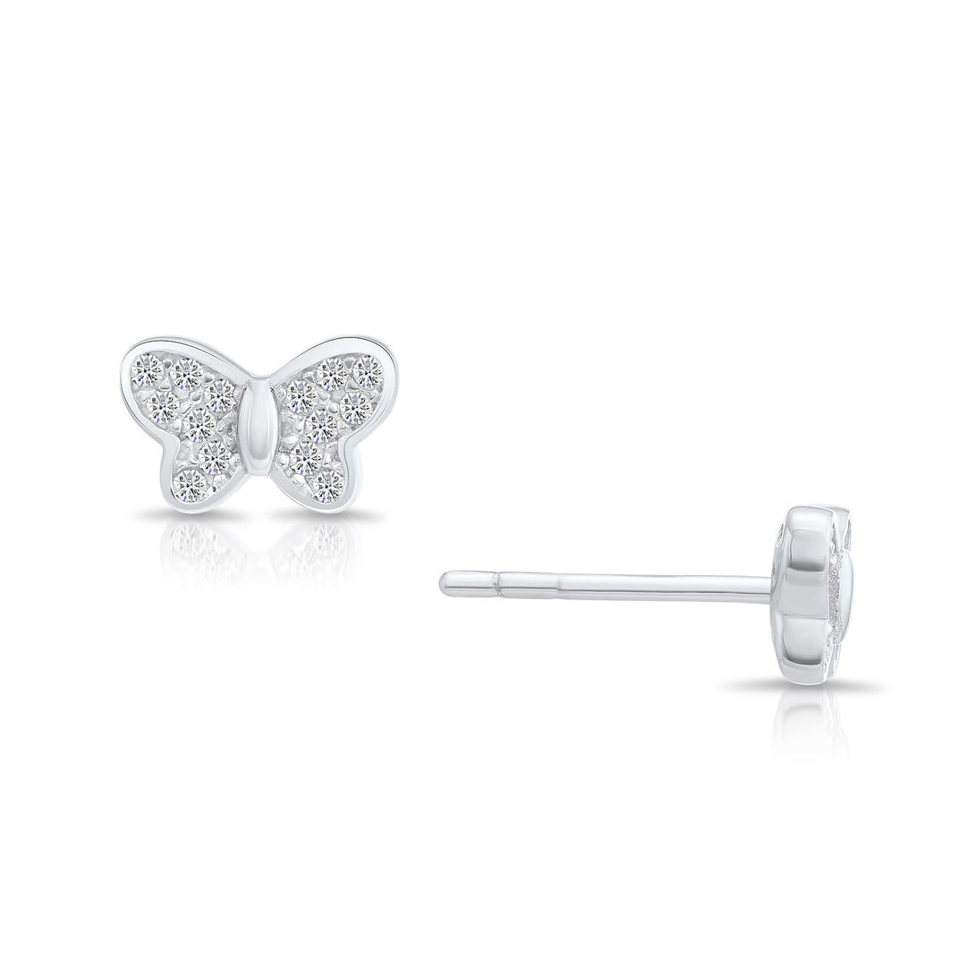 Sterling Silver & Cubic Zirconia Butterfly Stud Earring NYFLE1983