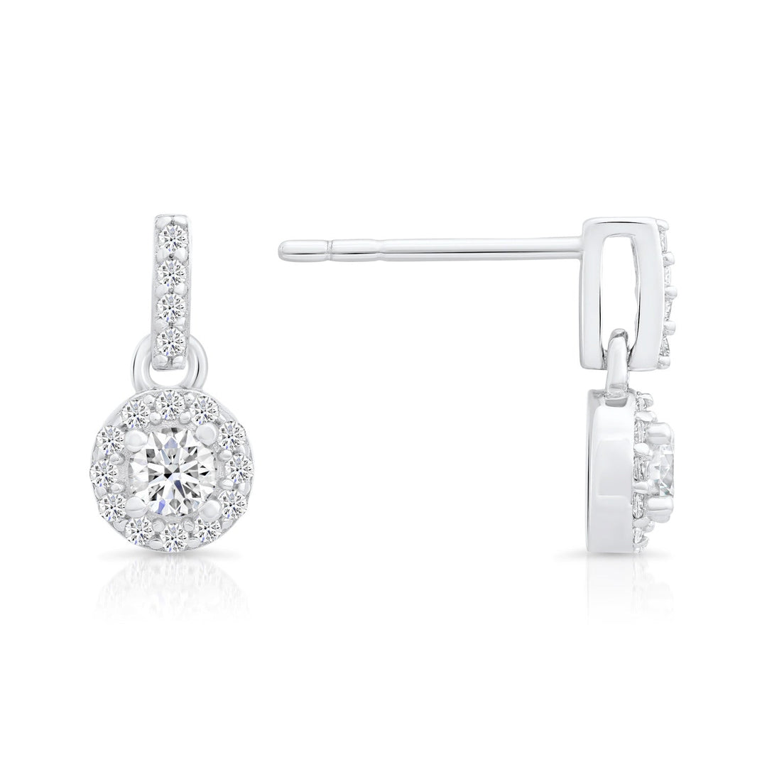 Sterling Silver Cubic Zirconia Dangle Stud Earrings NYFLE2812