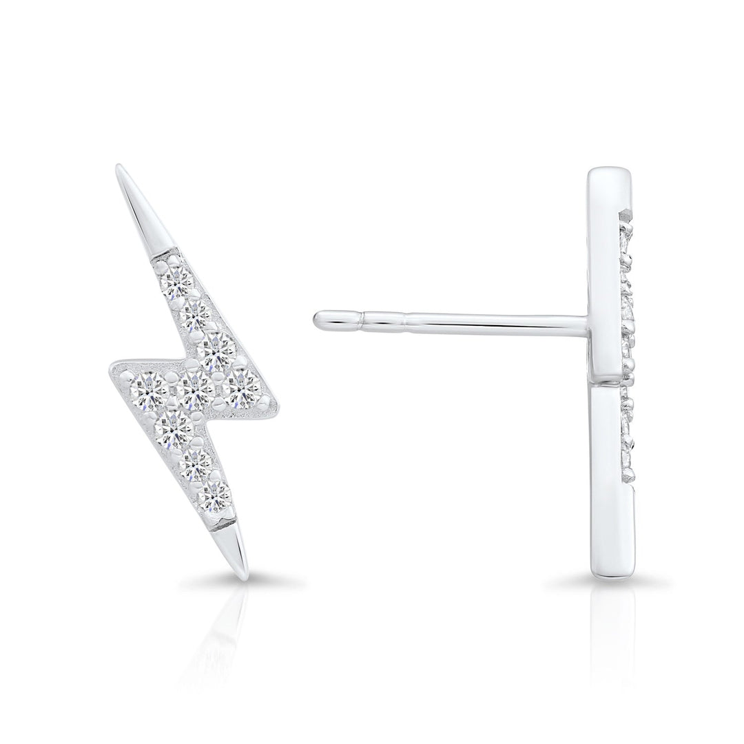 Sterling Silver Cubic Zirconia Lighting Bult Stud Earring