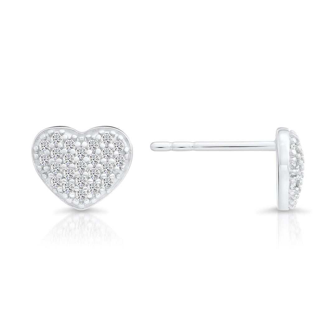 Sterling Silver Cubic Zirconia Heart Stud Earring
