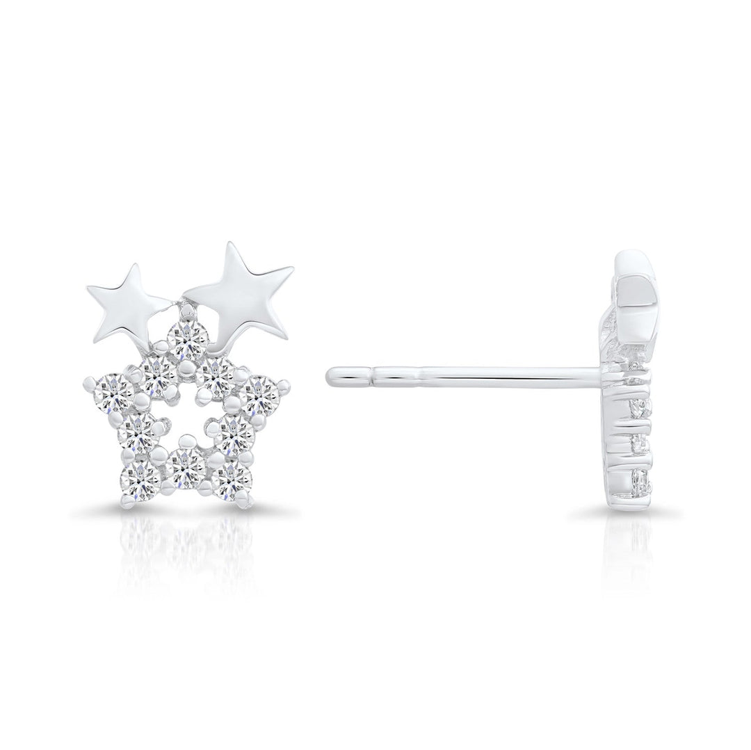Sterling Silver Cubic Zirconia Small Star Stud Earring