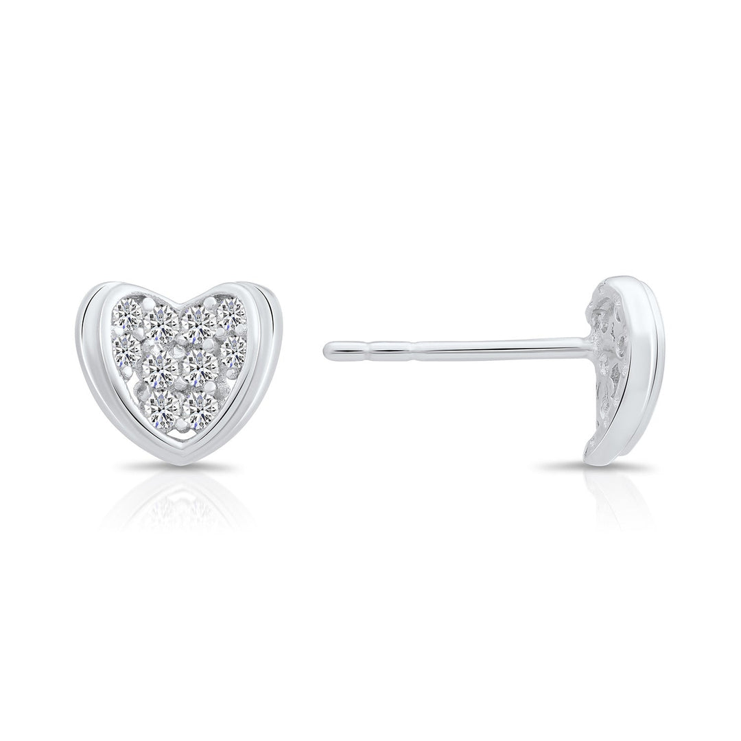 Sterling Silver Cubic Zirconia Heart Stud Earring