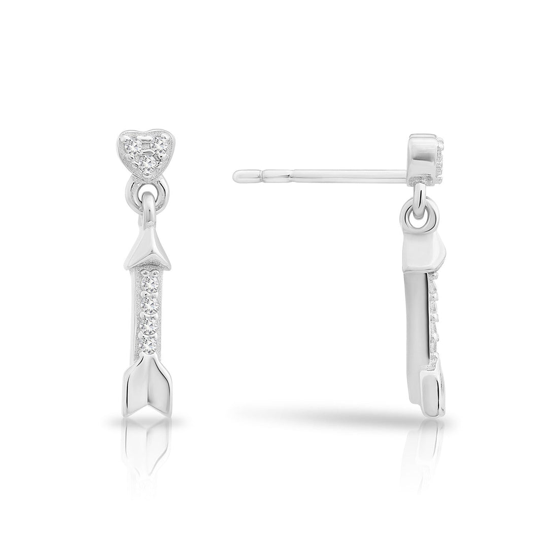 Sterling Silver & Cubic Zirconia Dangling Arrow Stud Dangle Earrings NYFLE3613