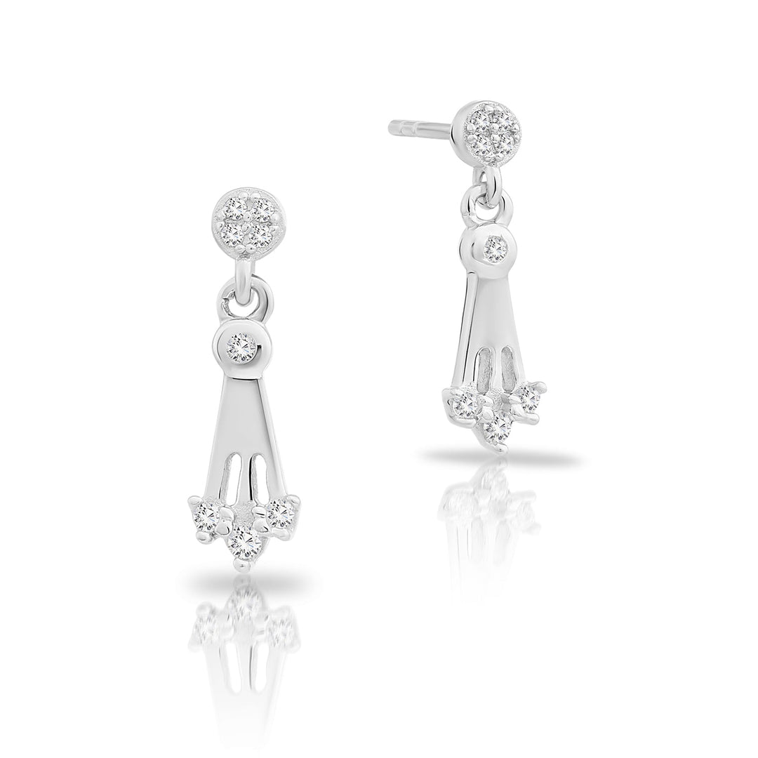 Sterling Silver Cubic Zirconia Triple Arrow Stud Dangle Earrings NYFLE3709