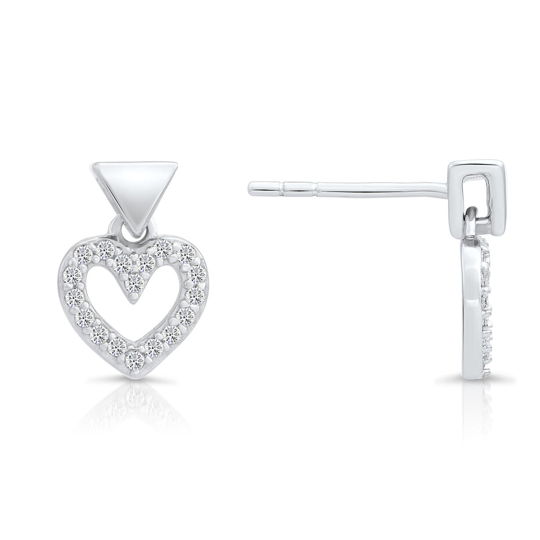 Sterling Silver Cubic Zirconia Heart Stud Earring