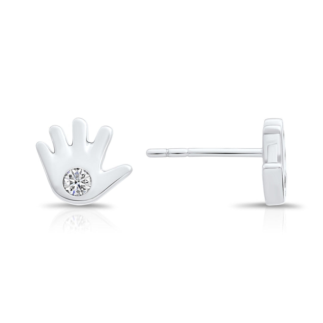 Sterling Silver & Cubic Zirconia Baby Hand Stud Earring NYFLE3716