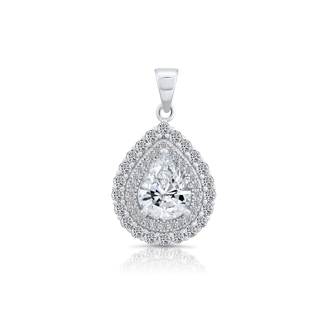 Sterling Silver Tear Drop Cubic Zirconia Pendant