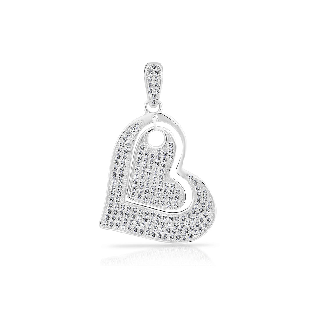 Sterling Silver Large Heart Cubic Zirconia Pendant