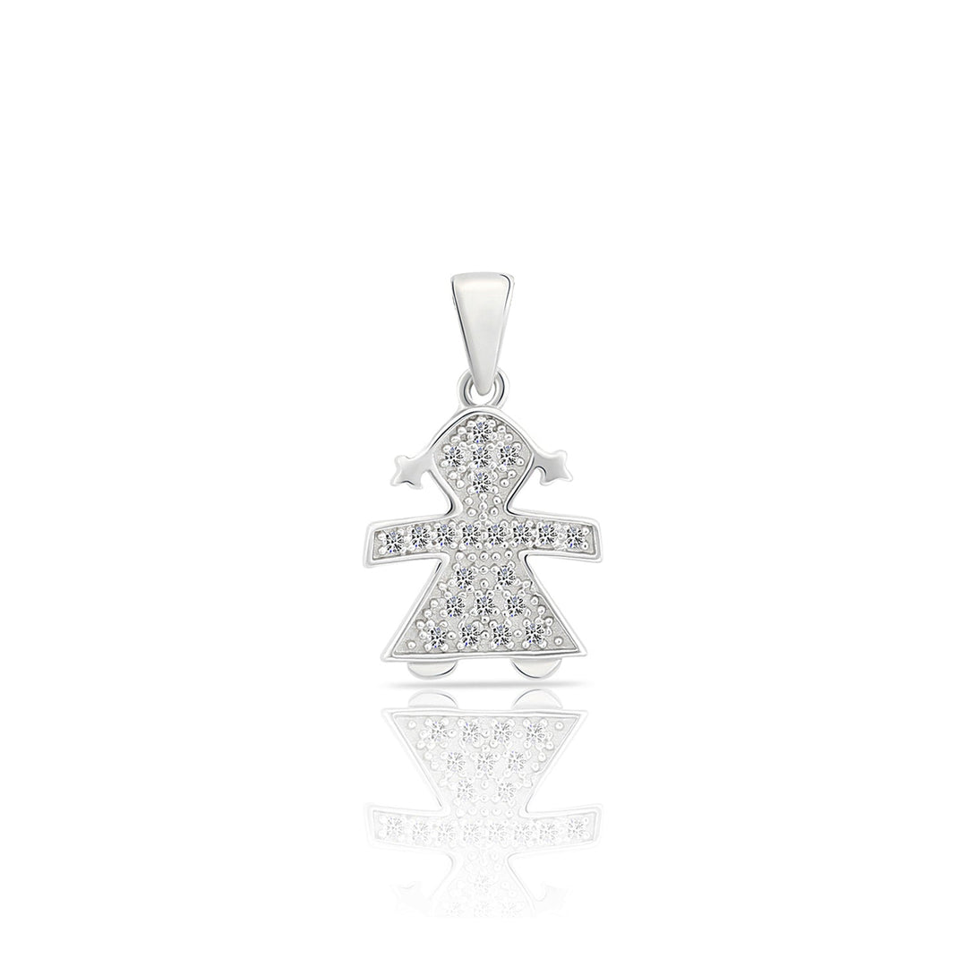 Sterling Silver Girl Cubic Zirconia Pendant