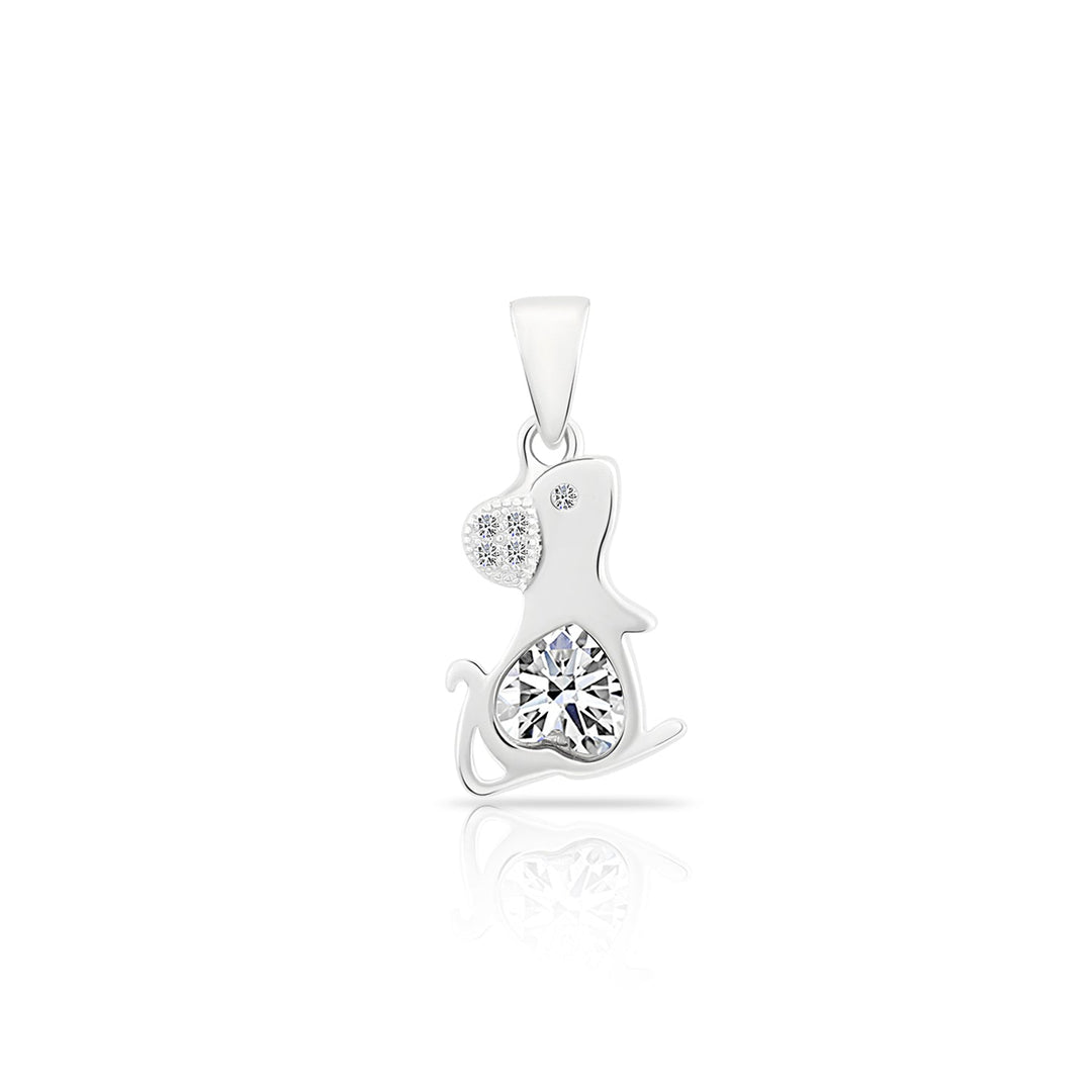Sterling Silver Mouse Cubic Zirconia Pendant