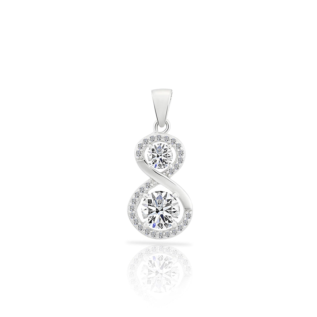 925 Sterling Silver Infinity Snowman Cubic Zirconia Pendant