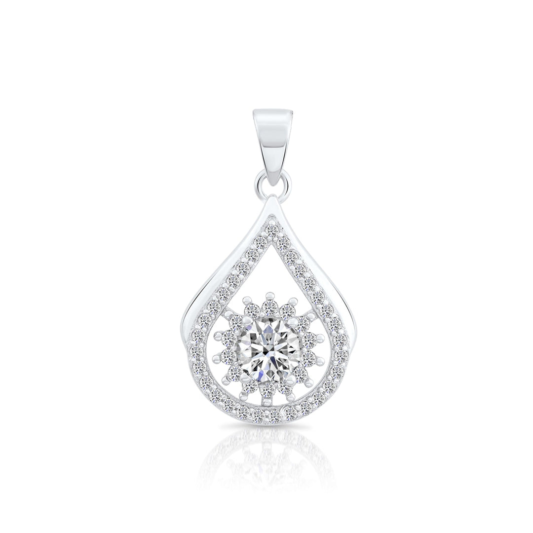 Sterling Silver Tear Drop Cubic Zirconia Pendant