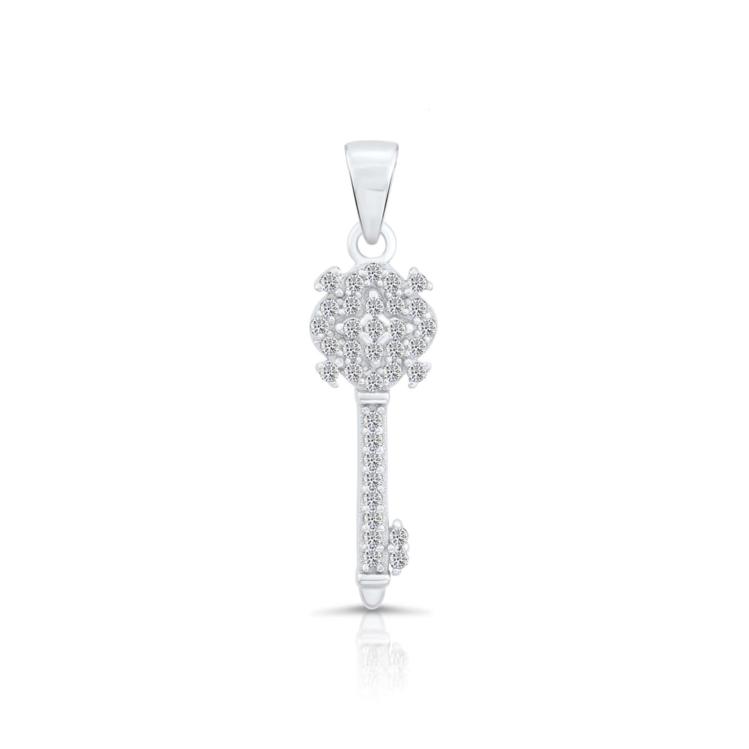Sterling Silver Flower Key Pendant