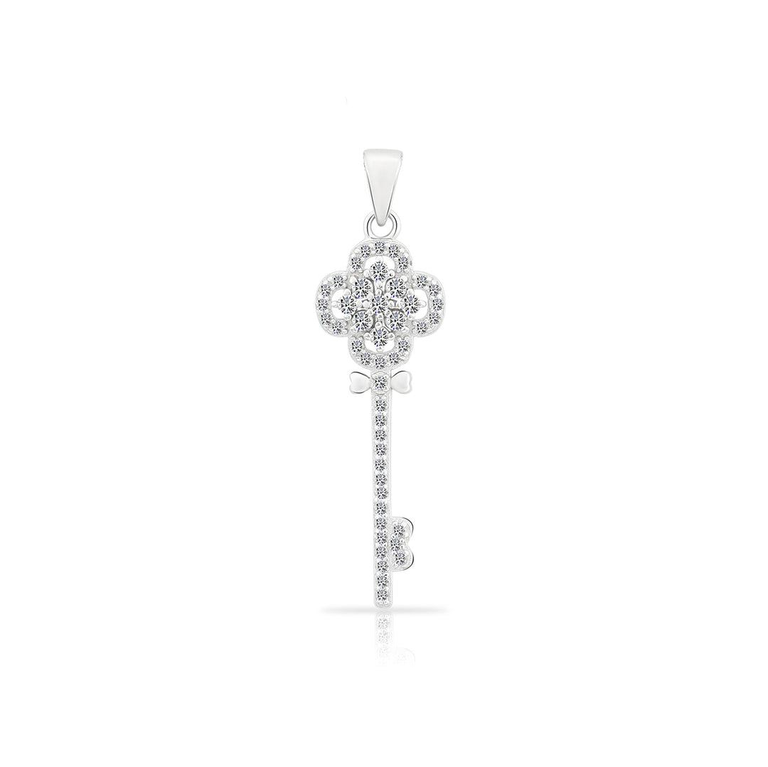 Sterling Silver Flower Key Pendant