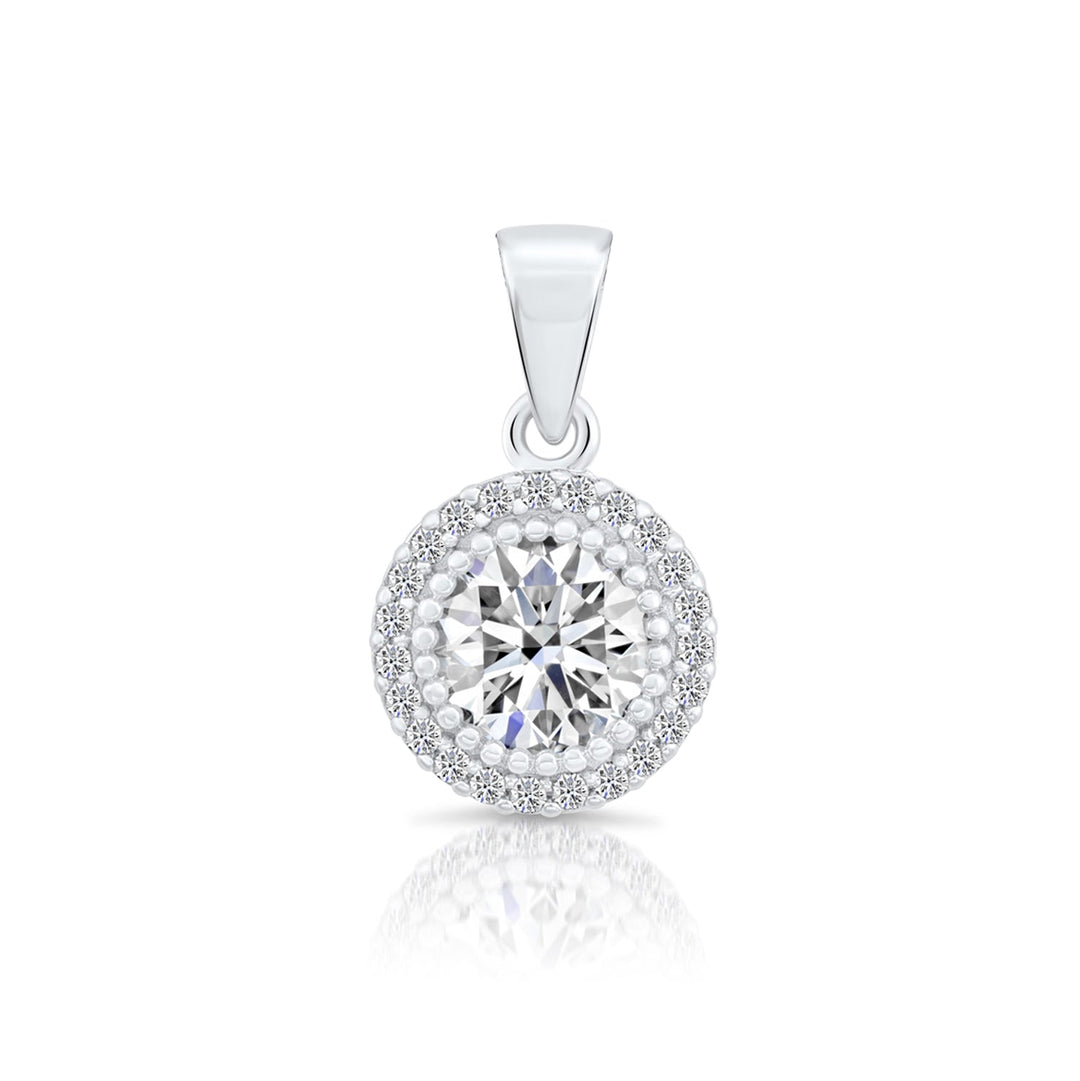 Sterling Silver Round Cubic Zirconia Pendant
