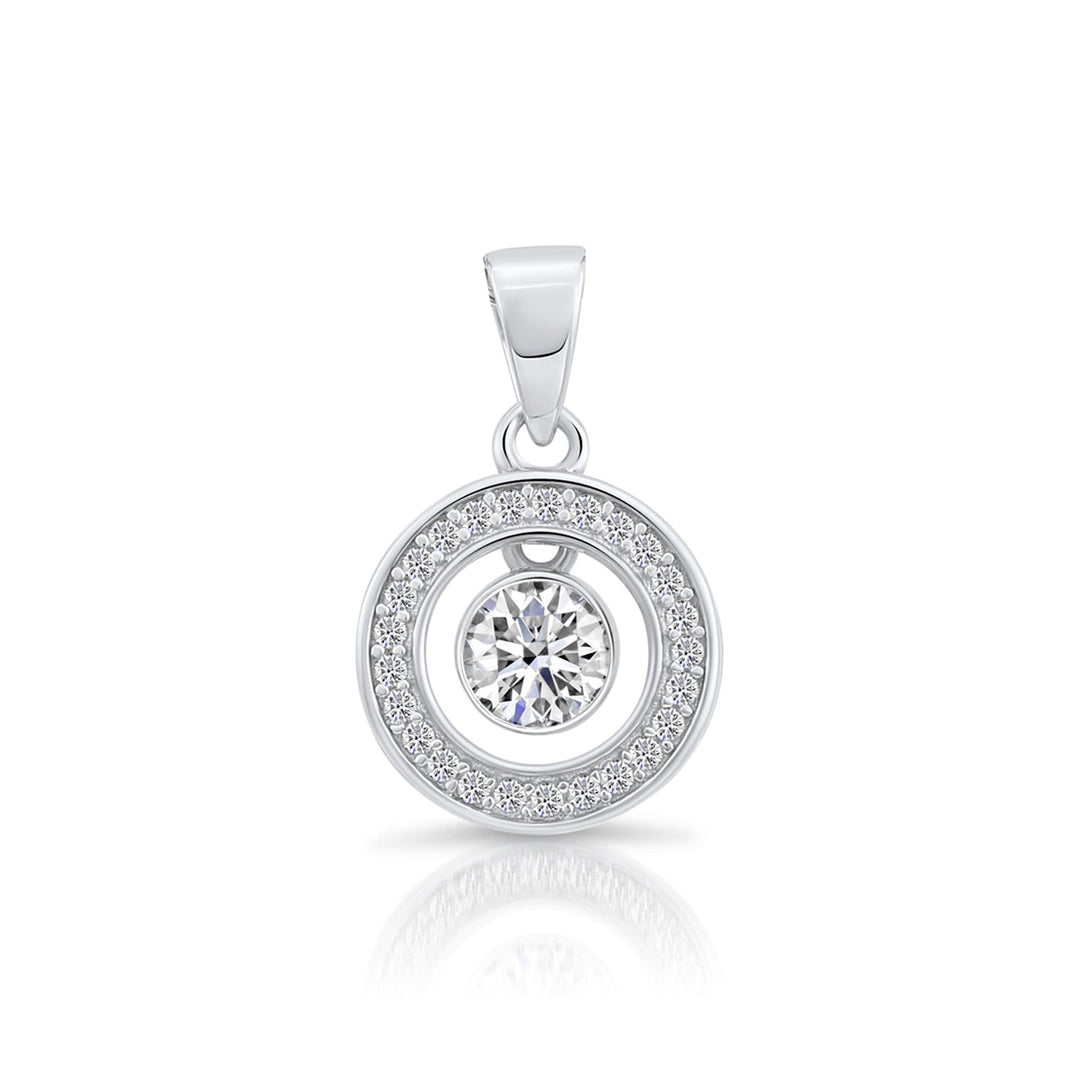 Sterling Silver Round Cubic Zirconia Pendant