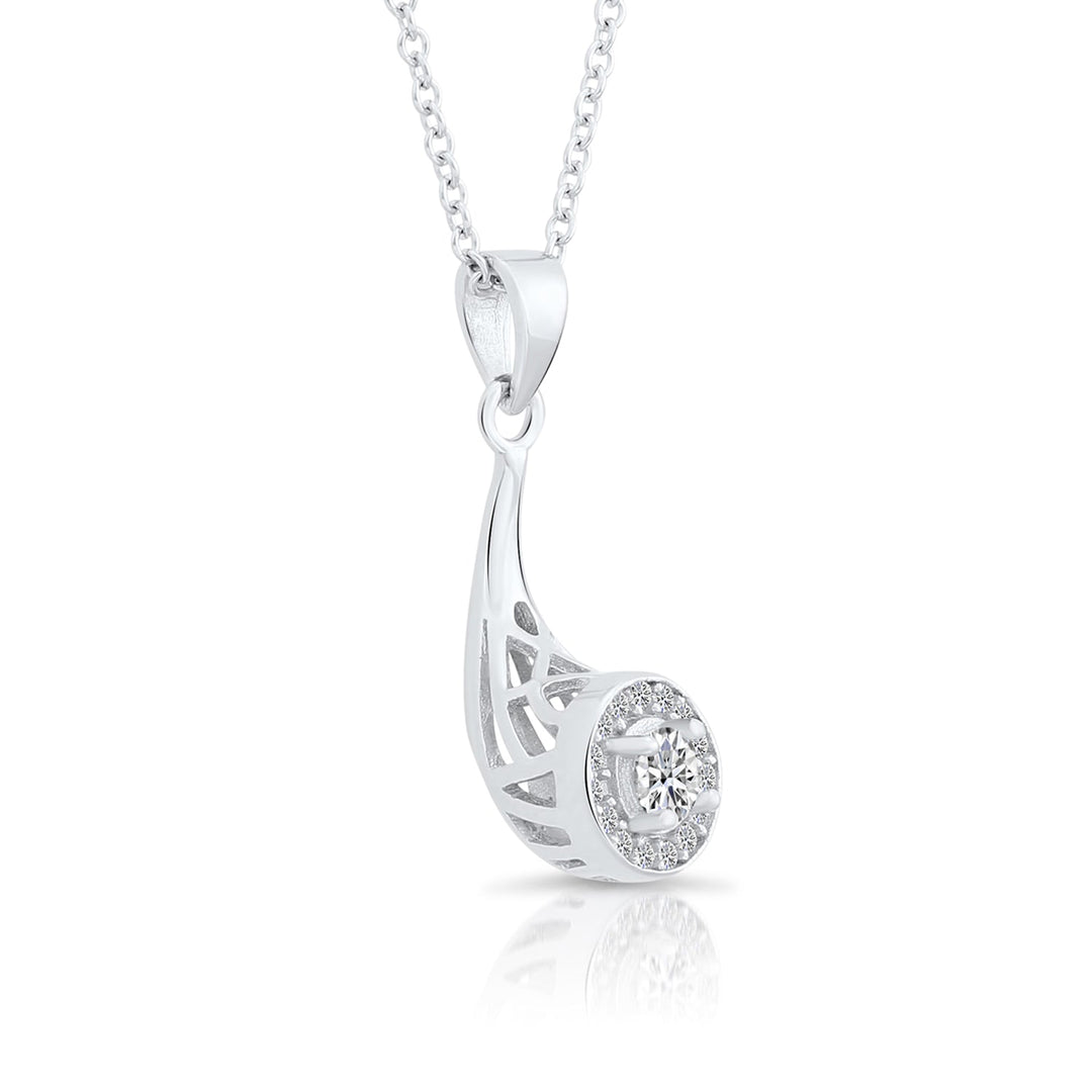Sterling Silver Horn Style Cubic Zirconia Pendant