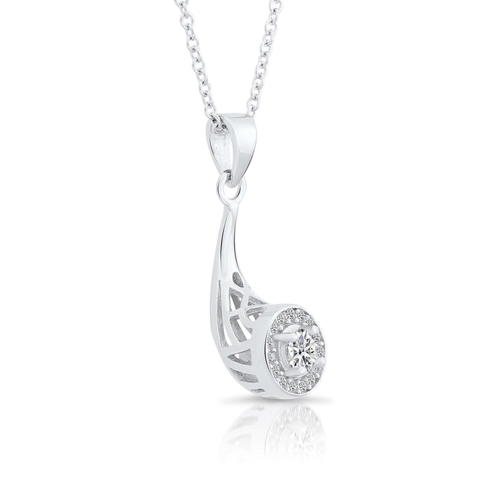 Sterling Silver Horn Style Cubic Zirconia Pendant