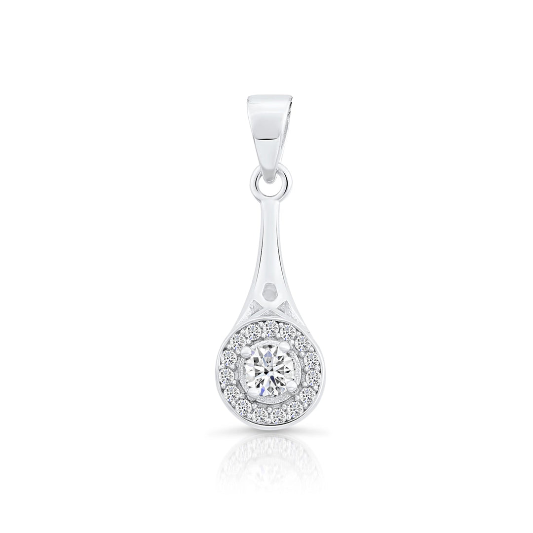 Sterling Silver Horn Style Cubic Zirconia Pendant