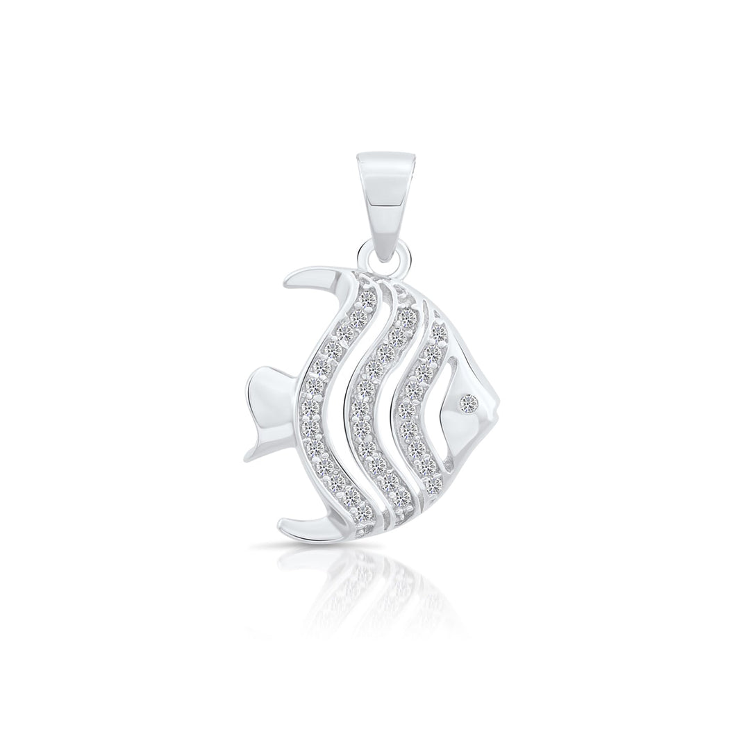 Sterling Silver Fish Cubic Zirconia Pendant