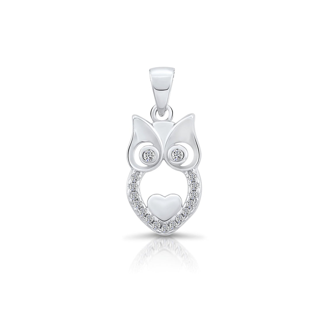 Sterling Silver Owl Cubic Zirconia Pendant