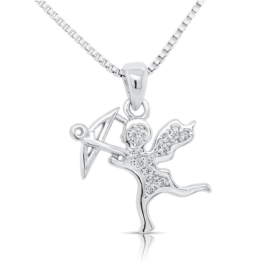 Sterling Silver Cupid Cubic Zirconia Pendant Necklace