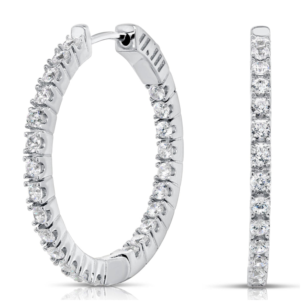 Solid Sterling Silver Hoop Earrings Inside Outside Hoops