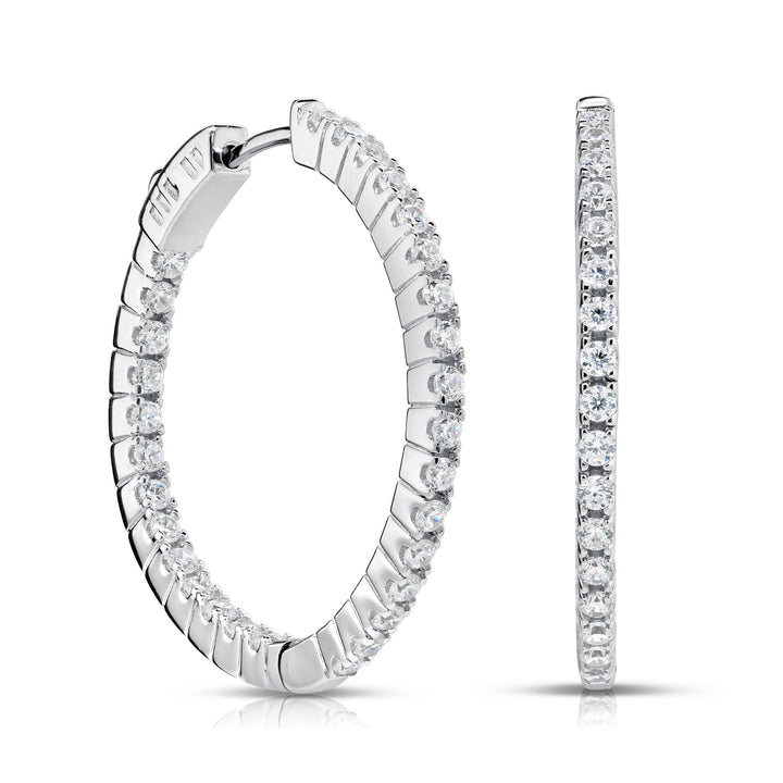 Solid Sterling Silver Hoop Earrings Inside Outside Hoops
