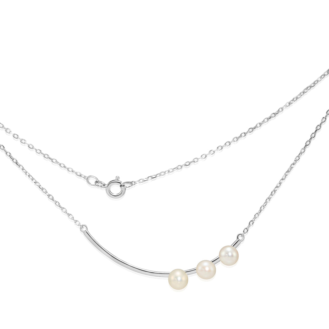 925 Sterling Silver 3 Freshwater Pearl Pendant Necklace