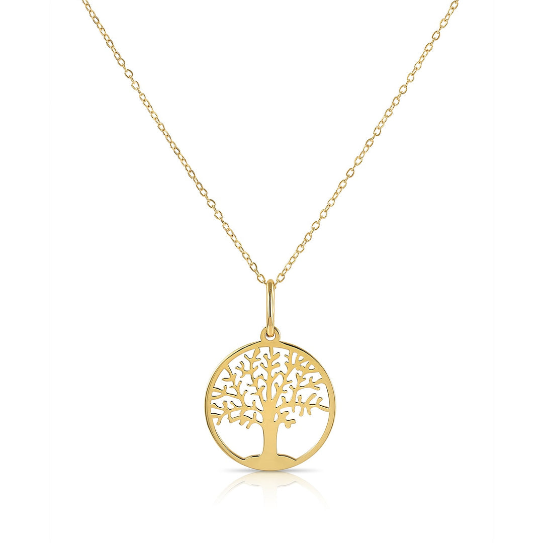 14K Yellow Gold Tree of Life Pendant Necklace