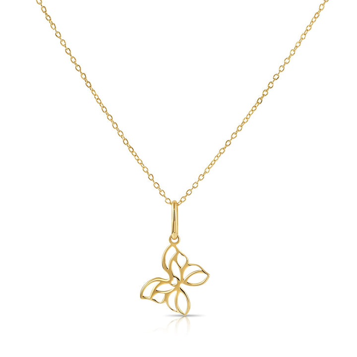 GP5000 14K Yellow Gold Butterfly Pendant Necklace