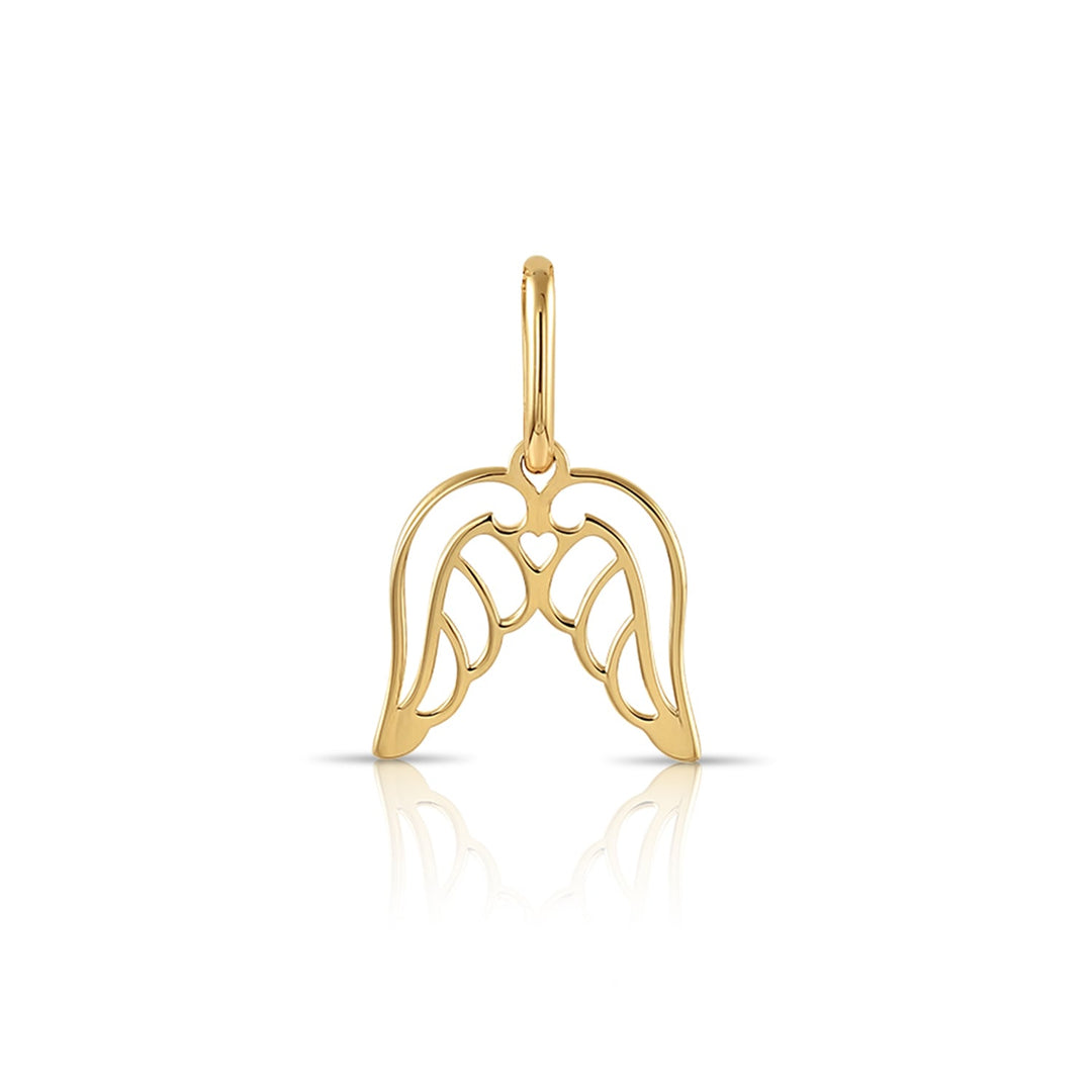 14K Yellow Gold Angel Wings Pendant Necklace