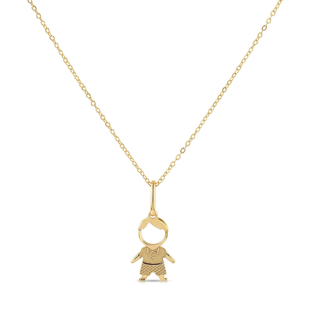 14K Yellow Gold Bow Tie Boy Pendant Necklace