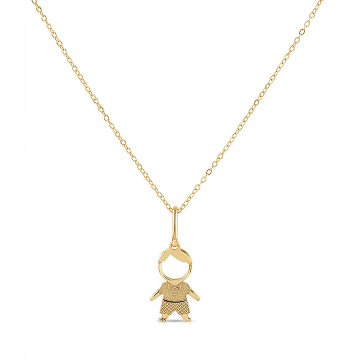 14K Yellow Gold Bow Tie Boy Pendant Necklace