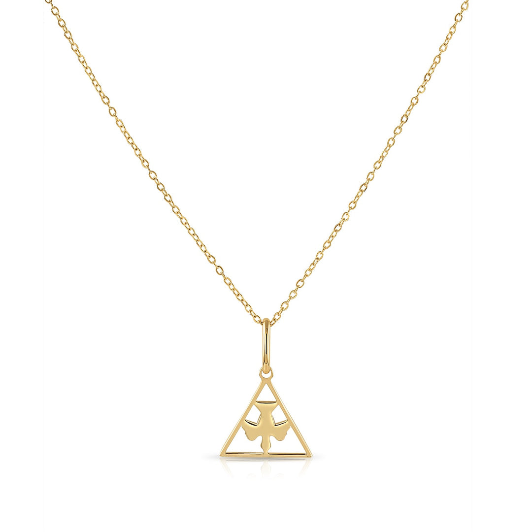 14K Yellow Gold Holy Spirit Dove Pendant Necklace