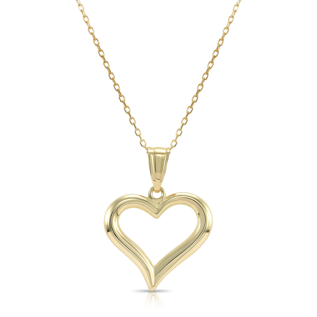 14K Gold Plain Open Heart Pendant