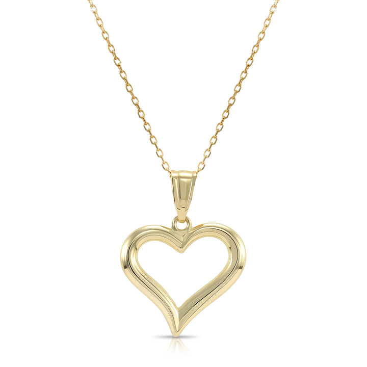 14K Gold Plain Open Heart Pendant