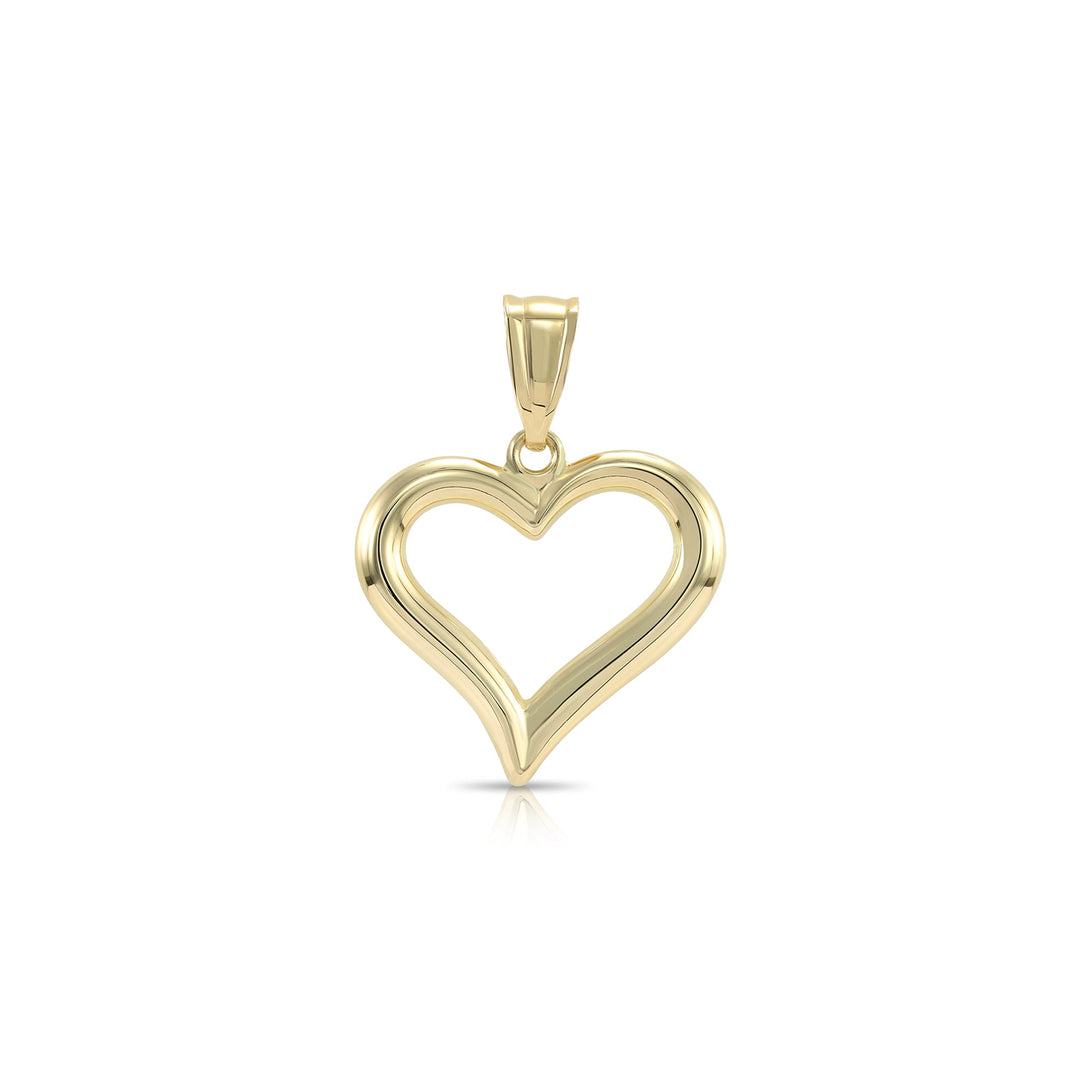 14K Gold Plain Open Heart Pendant