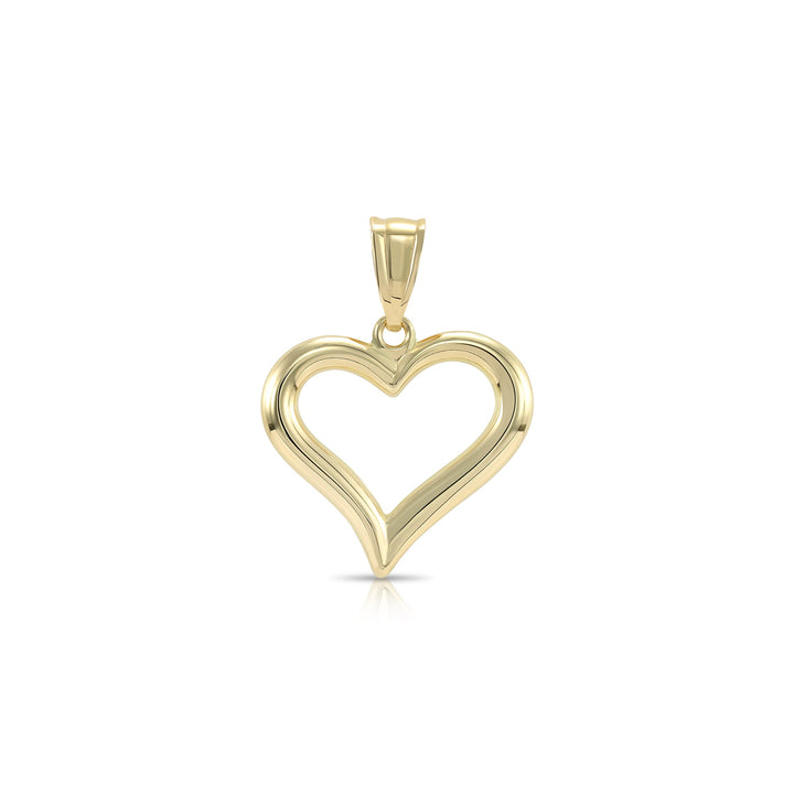 14K Gold Plain Open Heart Pendant