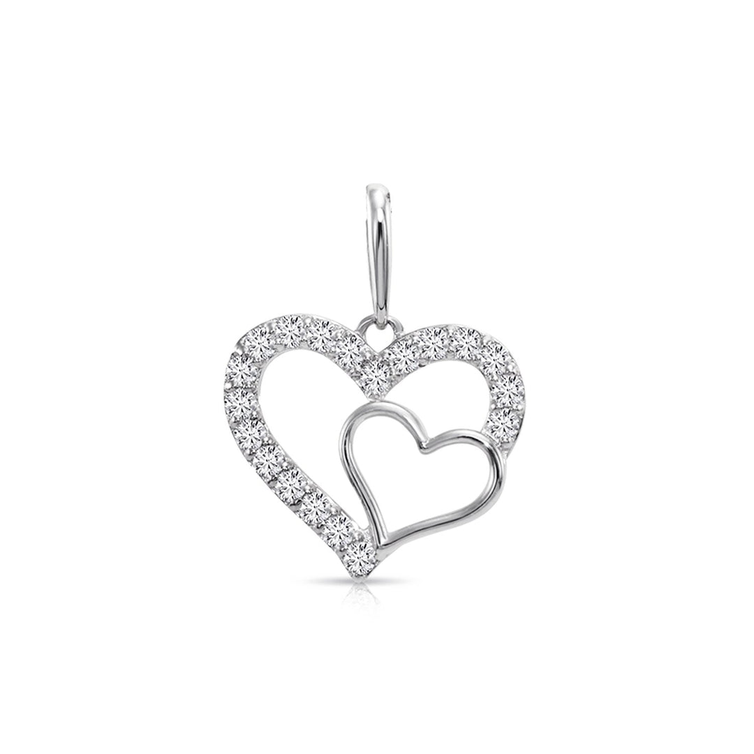 14K Gold Lab Diamond Double Open Heart Pendant
