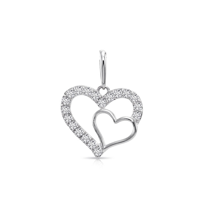 14K Gold Lab Diamond Double Open Heart Pendant