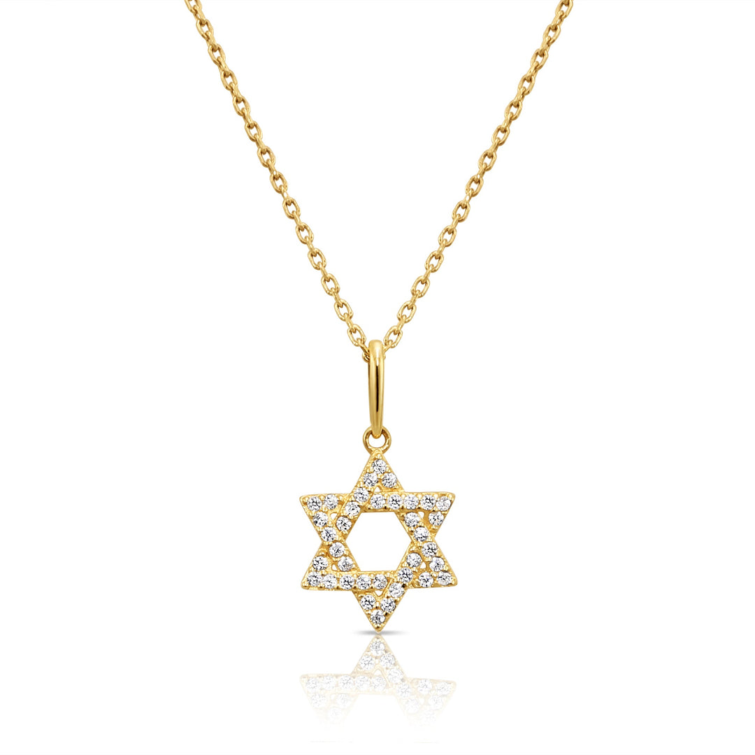 14K Yellow Gold Cubic Zirconia Star Of David Pendant