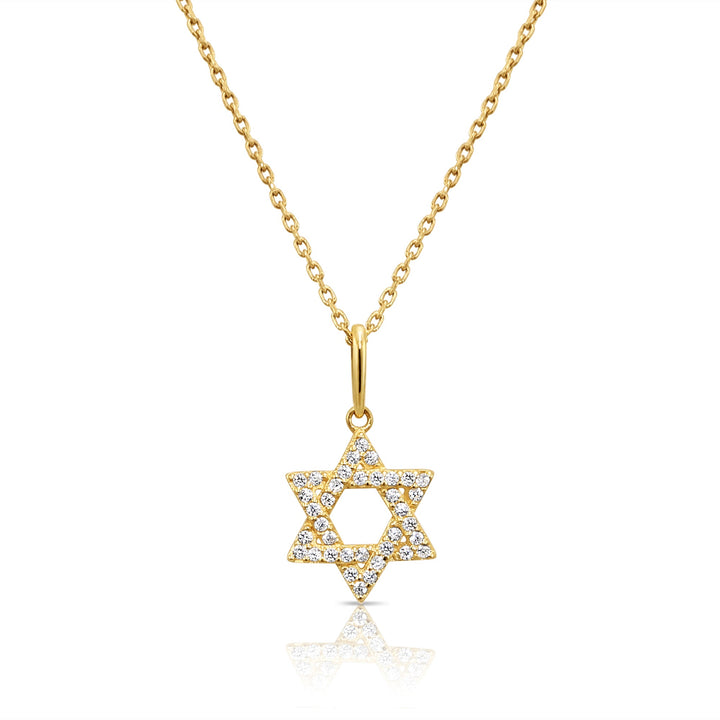 14K Yellow Gold Cubic Zirconia Star Of David Pendant