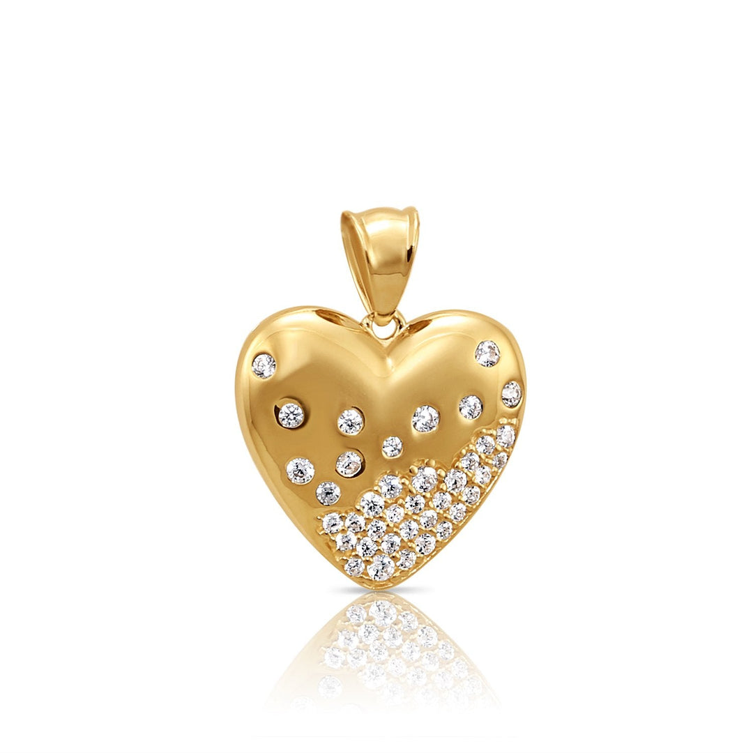 14K Yellow Gold Cubic Zirconia Heart Pendant